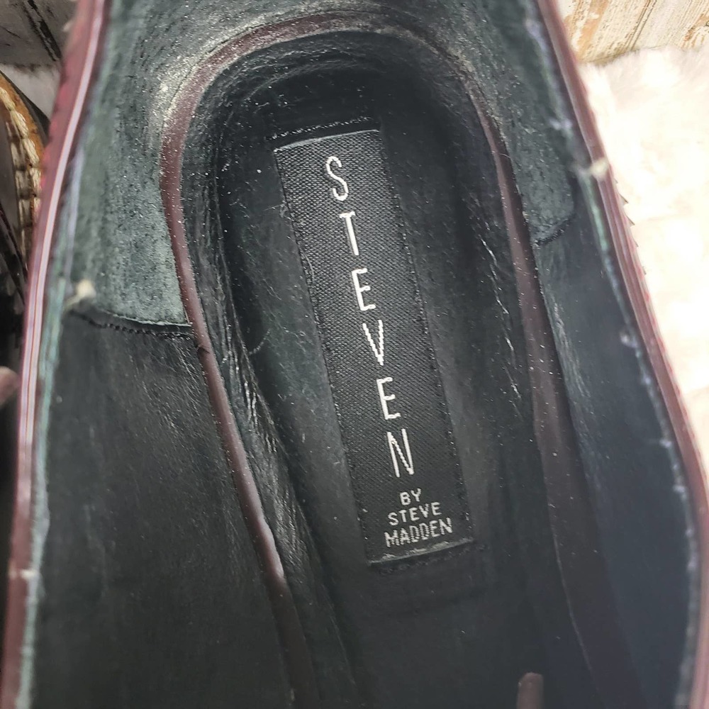 Steven by Steve Madden Wingtip Patent Oxford Shoes Maroon Size 8 - Picture 3 of 9